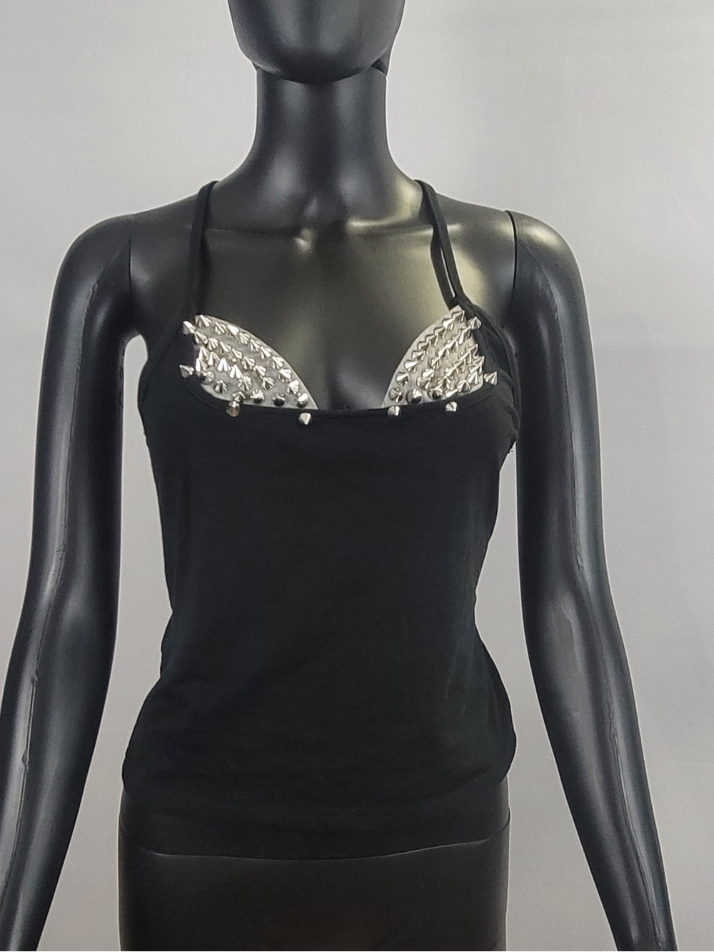NWT! Large Black Studded Halter Tank Top - Women's